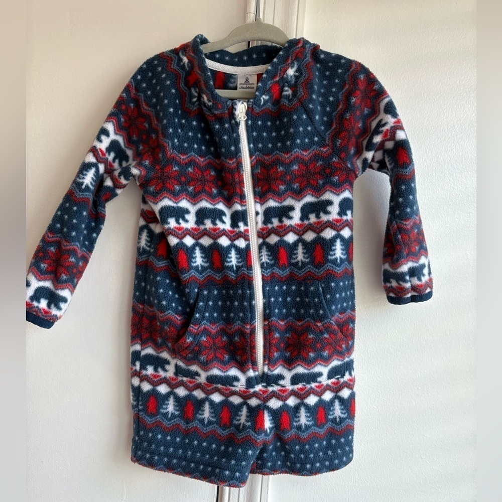 Chubbies Festive Blue and Red Bear Print Short Onesie 2T
